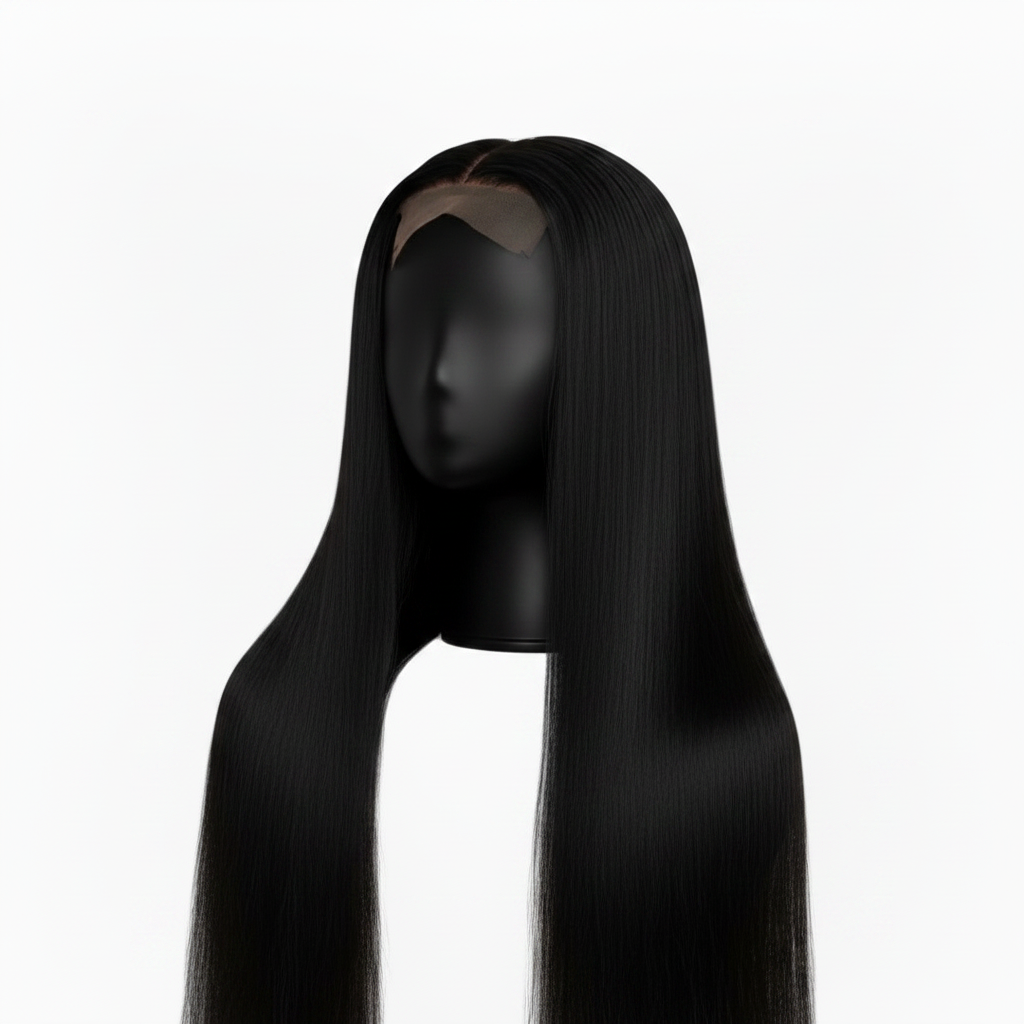 4x4 Vietnamese Bone Straight Virgin Hair Wig - Black