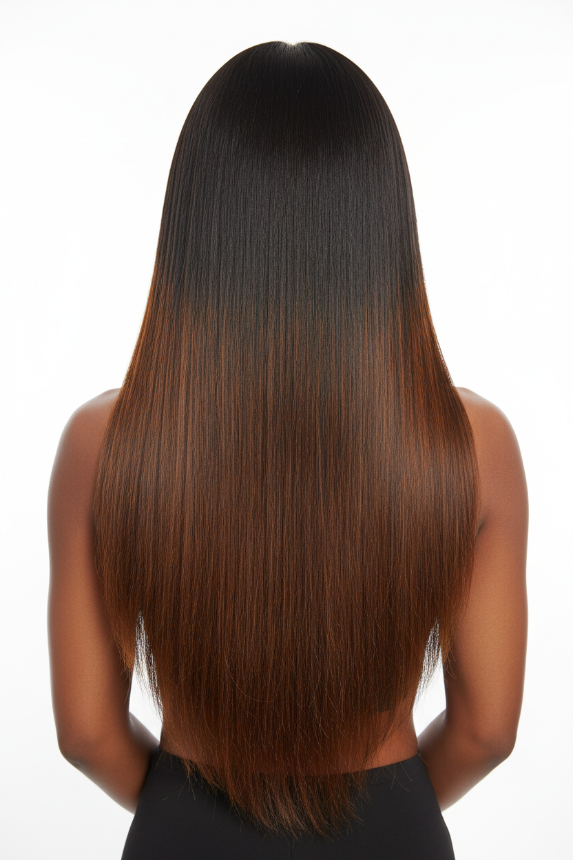 2x6 Vietnamese Bone Straight Virgin Wig - Cafe Mocha/Black Tone